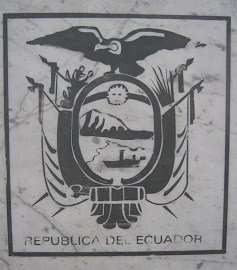 Konsultafel, das Wappen von
                                Ecuador