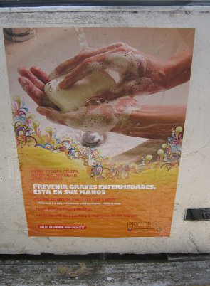 Plakat
                          mit der Anweisung, sich die Hnde zu waschen