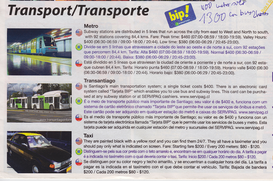 Artikel ber Transport in Santiago de Chile:
                      U-Bahn, Busse und Taxis
