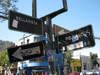 Rtulos de la calle Bella Vista y calle
                          Po Nono