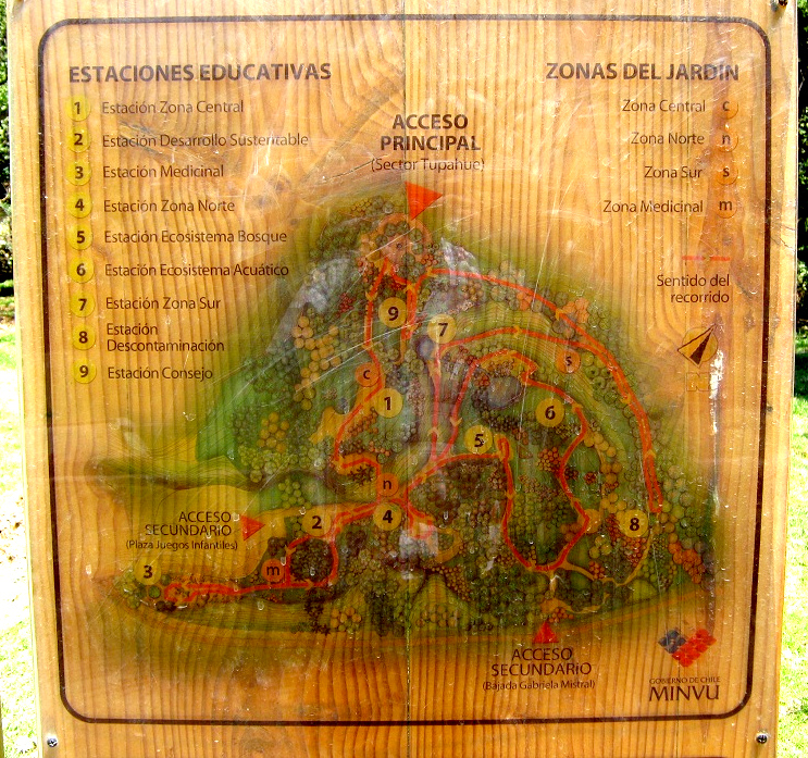 Karte des Botanischen Gartens
                                "Mapulemu" in leuchtenden
                                Farben