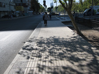 Aceras en ladrillos, primer plano