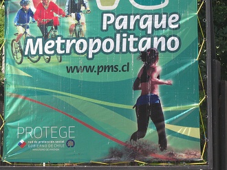 Plakat fr den Metropolitano-Park, die
                          Internetadresse