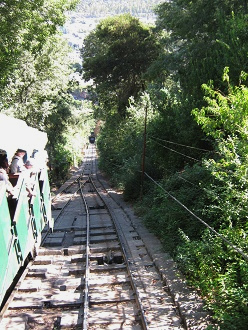 Die Standseilbahnen kreuzen, und Sicht
                          nach unten