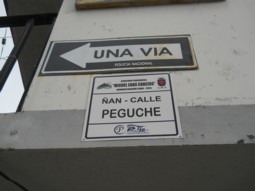 La placa de la calle Peguche / ñan
                              Peguche