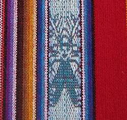 Tischdeckenmuster-Detail, Tnzer
                                  (oder Ausserirdischer) in Blau
