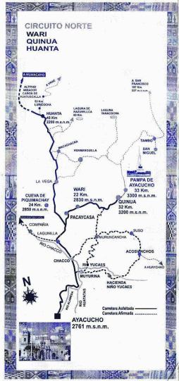 Mapa de la regi�n de Ayacucho hacia el
                        norte