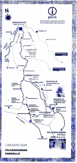 Mapa de la regi�n de Ayacucho hacia el
                          sur