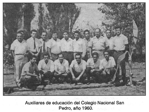 Empleos ("auxiliares") de
                            educación del Colegio Nacional San Pedro,
                            año 1960