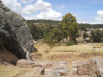 Details from the rock of stairs and thrones "Chinchana grande" part 2 (right): view to meadows and forests