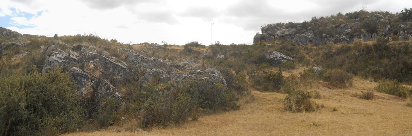 Cusco Sacsayhuam�n 14: Zone X (Laq'o, Laco, Moon Temple), quarry with giant stones, panorama