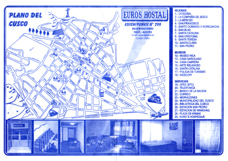 Faltblatt des Hostal Euro 01, Plan