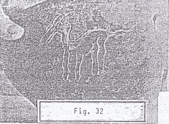 Fig. 32:
                                    Acambaro, piedra grabada [mostrando
                                    un animal prehistrico]
