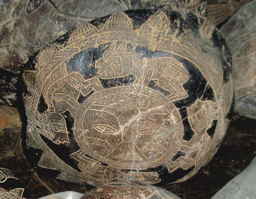 The stone with the mandala of the sun and
                          the wise men