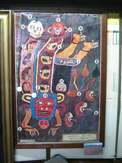 Ein Plakat mit genetisch
                            charakterisierten Kleidern aus Paracas