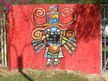 Malerei mit einem Gott, linke
                                    Seite, Nahaufnahme