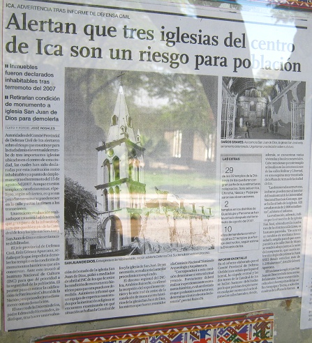 There was an article about
                                  churches in Ica which had been turned
                                  into traps for men