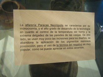 Texto sobre la necr�polis de la cultura
                          Par�cas