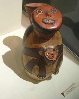Ceramic vessel of Nazca culture in form of a
              monkey 02, close-up