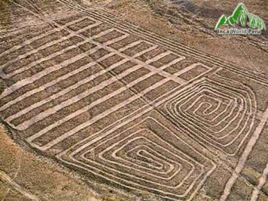 Palpa-Linien, das
                    Linienbild der Sonnenuhr mit eckigen Spiralen