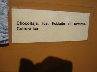 Texto: Chocoltaja, Ica: Poblado en
                              terrazas. Cultura Ica