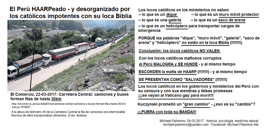 Carretera Central en el Per�: la cola de
                          camiones es 30km - los locos cat�licos
                          malogran el Per�