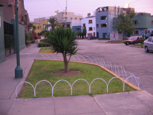 Avenida Santa Cruz, weisse
                          Garteneinfassungen im Halbrund