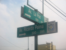 Strassenschilder der Kreuzung Avenida
                          Palma - Avenida La Paz