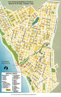 Miraflores: Mapa del paseo malec�n Cisneros
                        - parque de los enamorados -