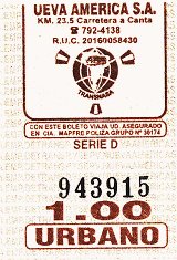 Braunes Busbillet der Busfirma "Ueva
                        America SA"