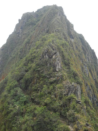 Camino al mirador Huaynapicchu, vista a la
                    punta del mirador Huaynapicchu, primer plano