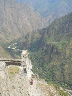 Bajada de Huaynapicchu: escalera
                            escarpada irregular con vista panormica
                            Bajada de Huaynapicchu: escalera escarpada
                            irregular 02
