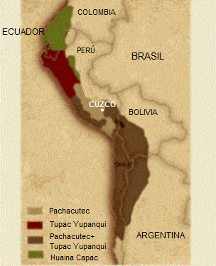 Mapa del imperio
                      incaico en "Am�rica" del Sur