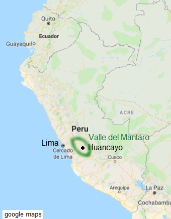 Karte von Peru mit dem Mantarotal
und Huancayo, Zentrum der Wancas /
Huancas Karte von Peru mit dem
Mantarotal und Huancayo, Zentrum der
Wancas / Huancas