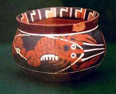 Flusskrebs auf einer Schale der
                          Nasca-Keramik