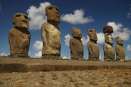 Old civilization on
                      Easter Island, 638 great statues