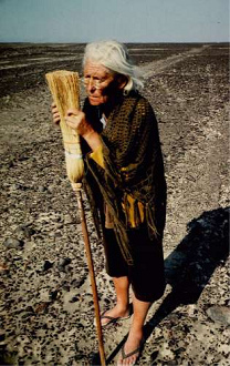 MMaria Reiche (here about in the 1980s)
                          cleaned the drawings around Nasca with a broom
                          so the world could see the drawings better