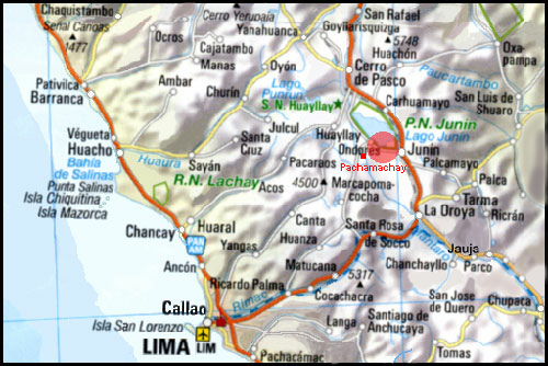 Mapa con la posición
                        de las cuevas de Pachamachay