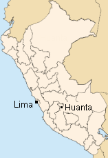 Mapa con las posiciones de Lima y
                          Huanta (departamento de Ayacucho)