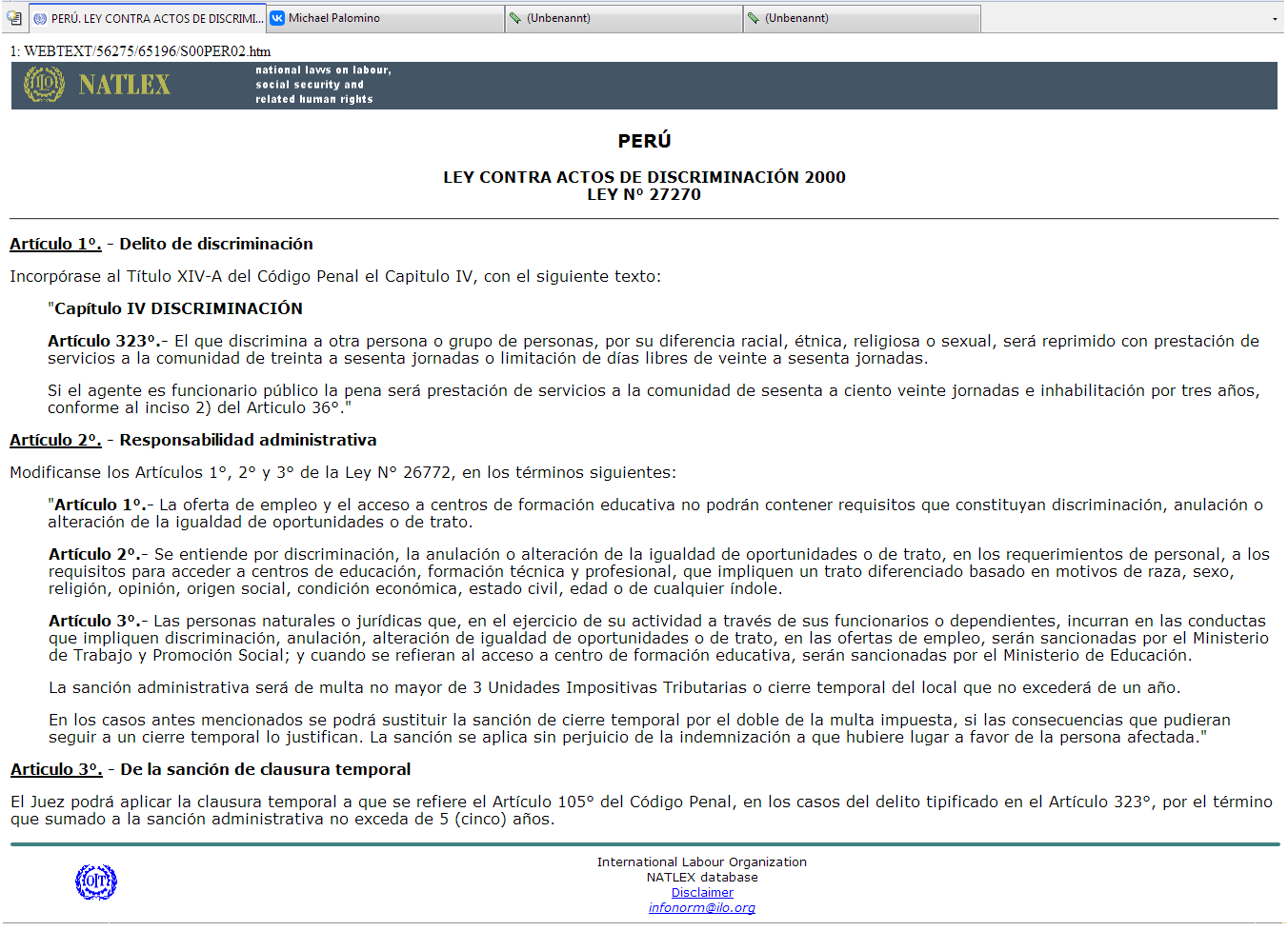 Per�
                2020: ley contra discriminaci�n