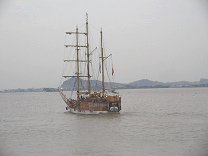 Piratenschiff (hier ein
Nachbau in Guayaquil); Piraten
stammten aus den unteren
Schichten und waren sich
Kartoffeln gewöhnt, und lebten
deswegen gesünder als die
Adligen auf den Adelsschiffen,
die die Kartoffel verweigerten Piratenschiff (hier ein
Nachbau in Guayaquil); Piraten
stammten aus den unteren
Schichten und waren sich
Kartoffeln gewöhnt, und lebten
deswegen gesünder als die
Adligen auf den Adelsschiffen,
die die Kartoffel verweigerten