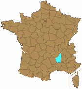 Karte Frankreichs
                                        mit der Markierung der Ardêche