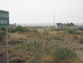 Strand zwischen Tumbes und Zorritos, Haus
                          ohne Dach (01)