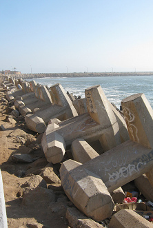 K�stenschutzelemente (Wellenbrecher) an der
                    K�ste, Nahaufnahme